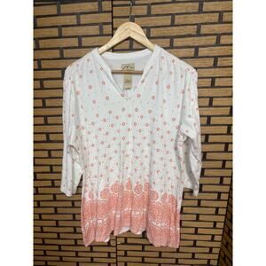Blue Mountain White Orange‎ Top Size Large